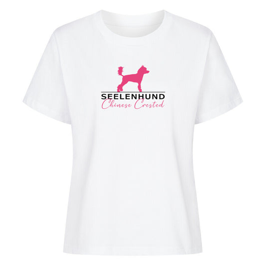 Premium Damen-Shirt "Chinese Crested - Seelenhund" Weiß – hunde-shirt.de