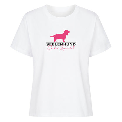 Premium Damen-Shirt "Cocker Spaniel - Seelenhund" Weiß – hunde-shirt.de