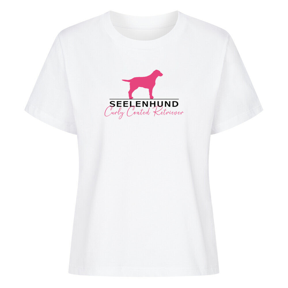 Premium Damen-Shirt "Curly Coated - Seelenhund" Weiß – hunde-shirt.de