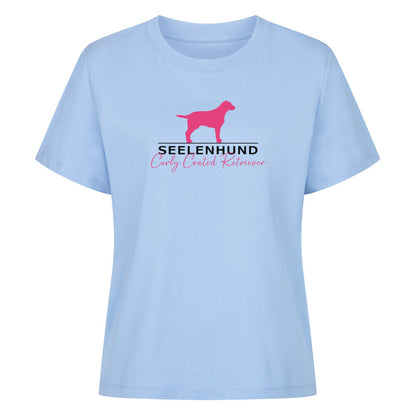 Premium Damen-Shirt "Curly Coated - Seelenhund" Sky Blue – hunde-shirt.de