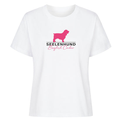Premium Damen-Shirt "English Cocker - Seelenhund" Weiß – hunde-shirt.de
