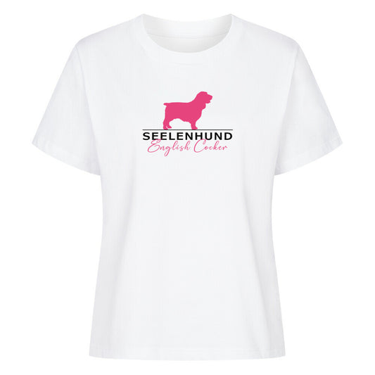 Premium Damen-Shirt "English Cocker - Seelenhund" Weiß – hunde-shirt.de