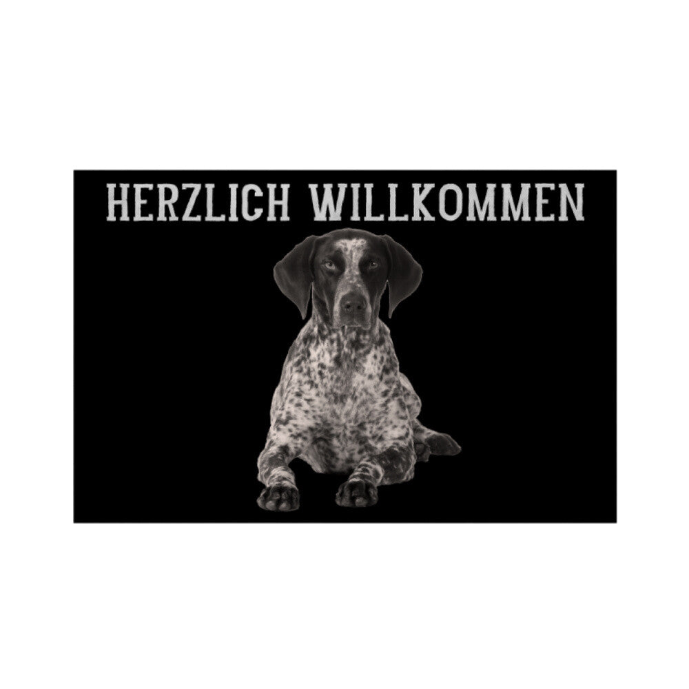 Fußmatte "English Pointer - HERZLICH WILLKOMMEN" Weiß – hunde-shirt.de