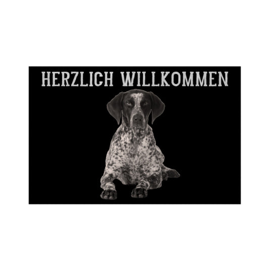 Fußmatte "English Pointer - HERZLICH WILLKOMMEN" Weiß – hunde-shirt.de