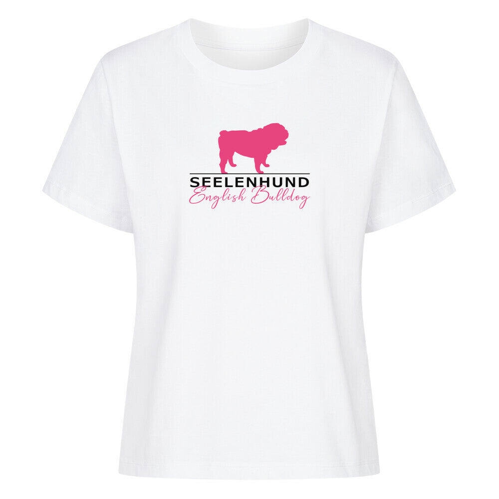 Premium Damen-Shirt "English Bulldog - Seelenhund" Weiß – hunde-shirt.de