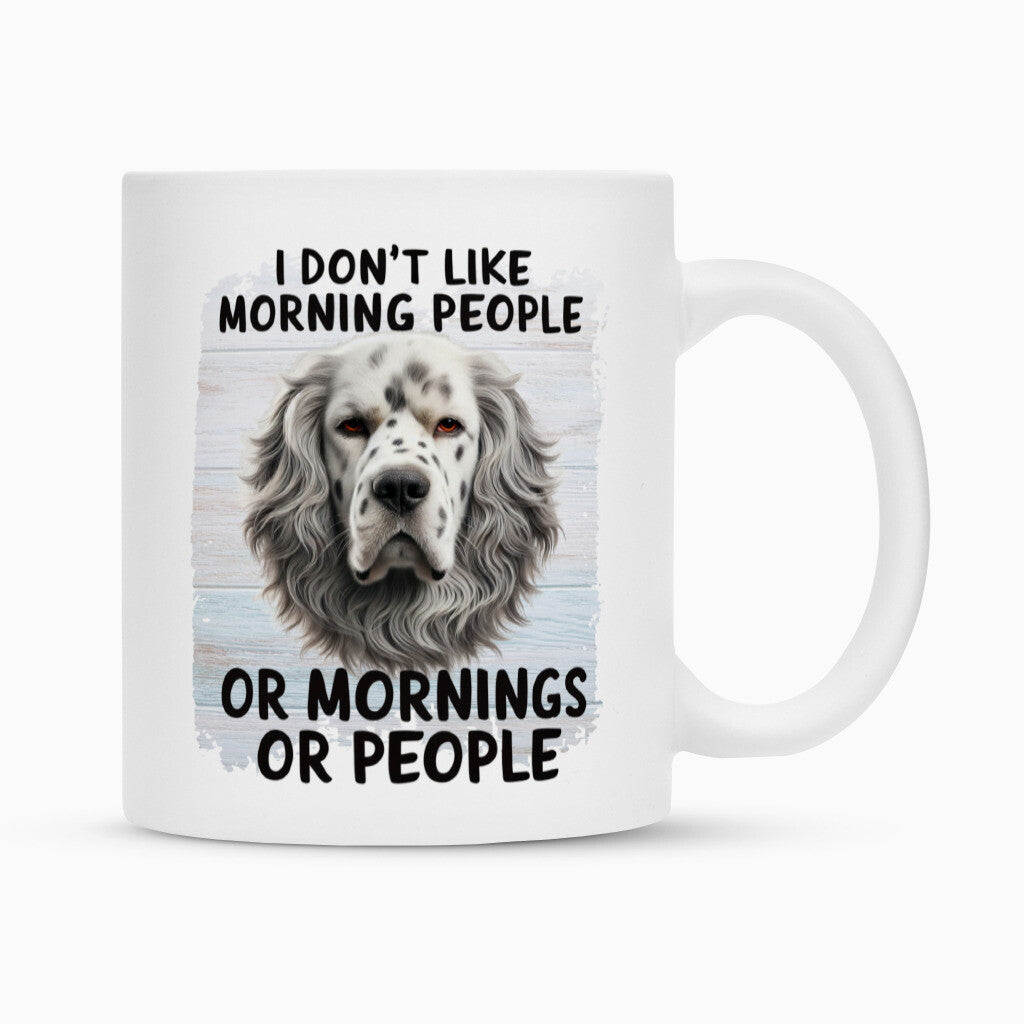 Tasse "English Setter - Morning People" Weiß – hunde-shirt.de