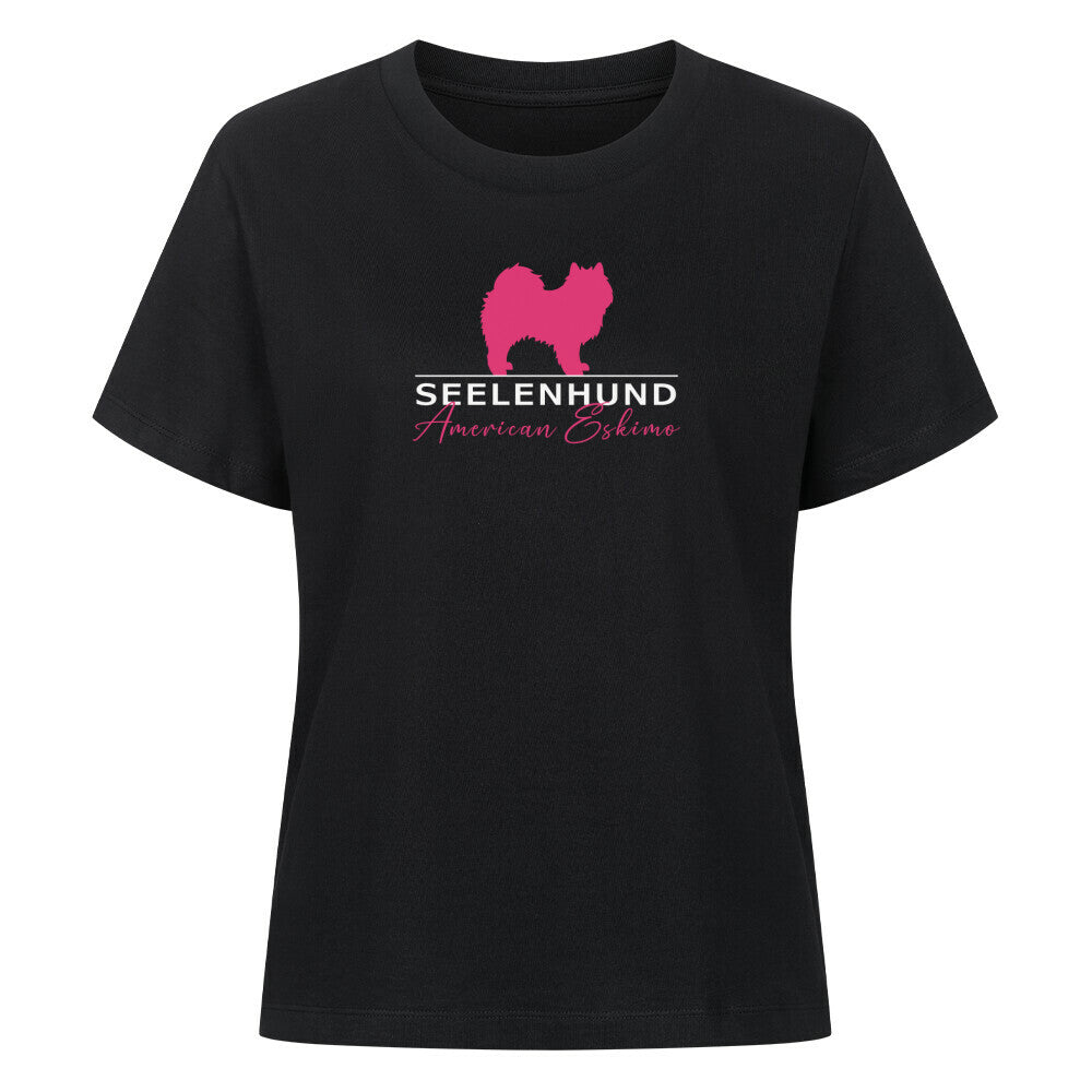 Premium Damen-Shirt "American Eskimo - Seelenhund" Schwarz – hunde-shirt.de