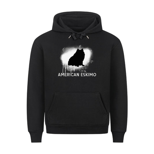 Premium Hoodie "American Eskimo - Brush" Schwarz – hunde-shirt.de