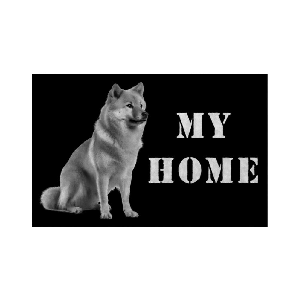 Fußmatte "Finnischer Spitz - MY HOME" Weiß – hunde-shirt.de