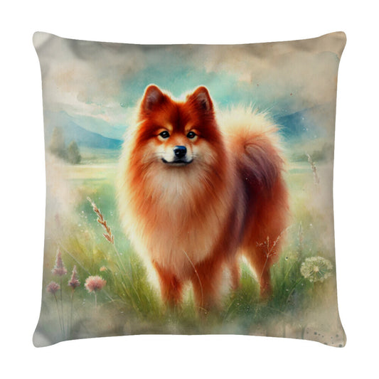 Kissen "Finnischer Spitz - Natur" Weiß – hunde-shirt.de
