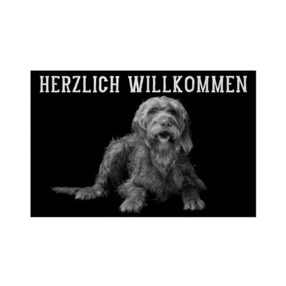 Fußmatte "Drahthaar Vizsla - HERZLICH WILLKOMMEN" Weiß – hunde-shirt.de