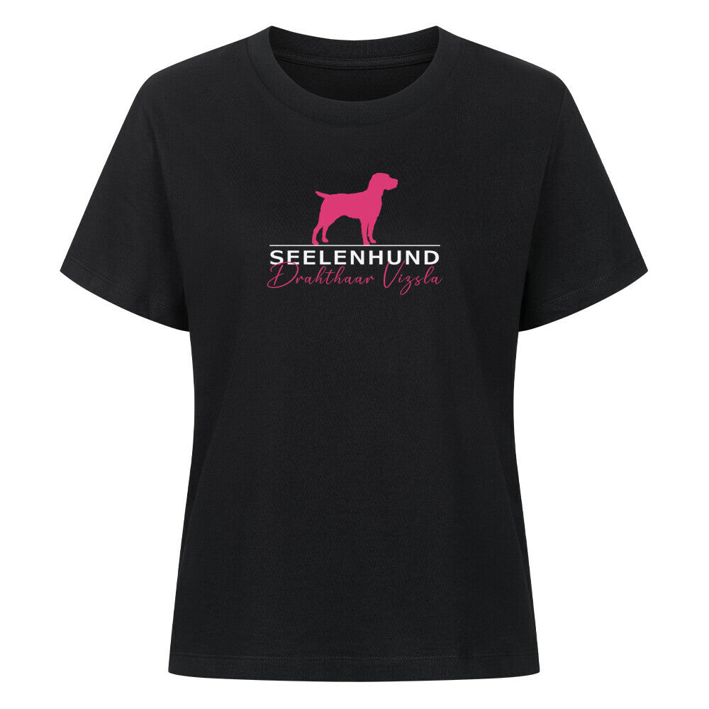 Premium Damen-Shirt "Drahthaar Vizsla - Seelenhund" Schwarz – hunde-shirt.de