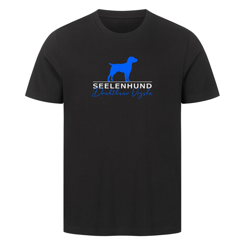 Premium T-Shirt "Drahthaar Vizsla - Seelenhund" Schwarz – hunde-shirt.de
