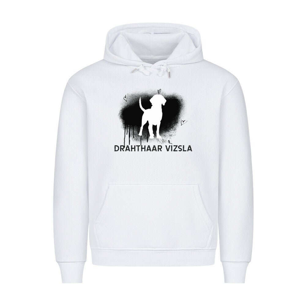 Premium Hoodie "Drahthaar Vizsla - Brush" Weiß – hunde-shirt.de