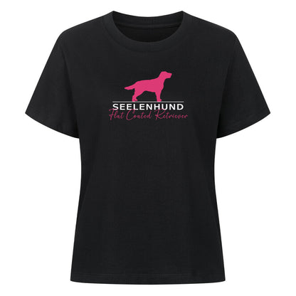 Premium Damen-Shirt "Flat Coated - Seelenhund" Schwarz – hunde-shirt.de