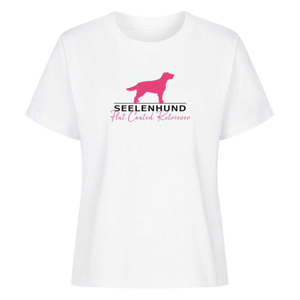 Premium Damen-Shirt "Flat Coated - Seelenhund" Weiß – hunde-shirt.de