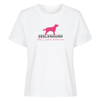 Premium Damen-Shirt "Flat Coated - Seelenhund" Weiß – hunde-shirt.de