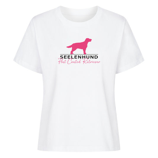 Premium Damen-Shirt "Flat Coated - Seelenhund" Weiß – hunde-shirt.de