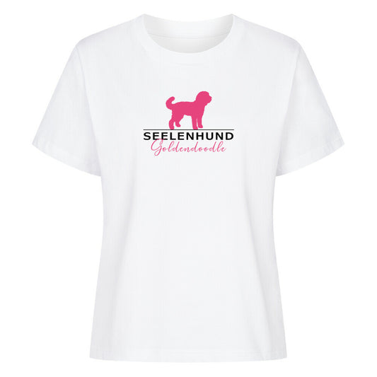 Premium Damen-Shirt "Golden Doodle - Seelenhund" Weiß – hunde-shirt.de