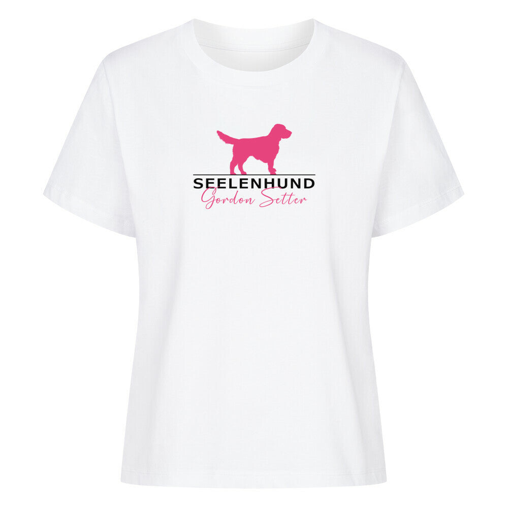 Premium Damen-Shirt "Gordon Setter - Seelenhund" Weiß – hunde-shirt.de
