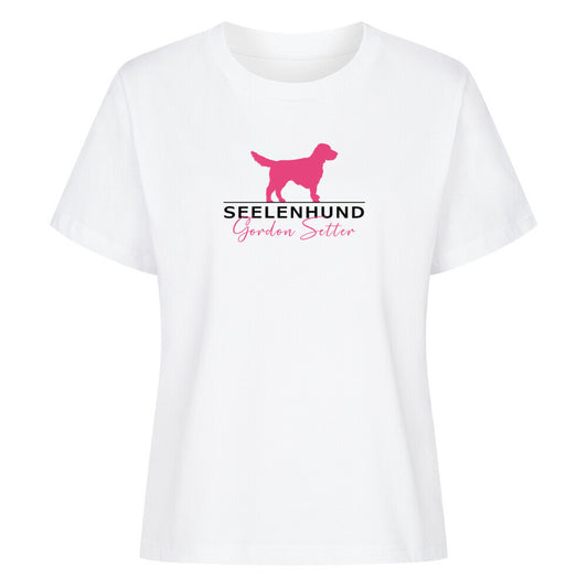 Premium Damen-Shirt "Gordon Setter - Seelenhund" Weiß – hunde-shirt.de