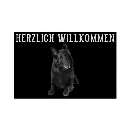 Fußmatte "Groenendael - HERZLICH WILLKOMMEN" Weiß – hunde-shirt.de