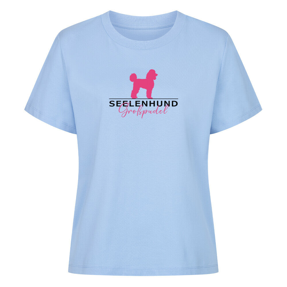 Premium Damen-Shirt Women "Großpudel - Seelenhund" Sky Blue – hunde-shirt.de