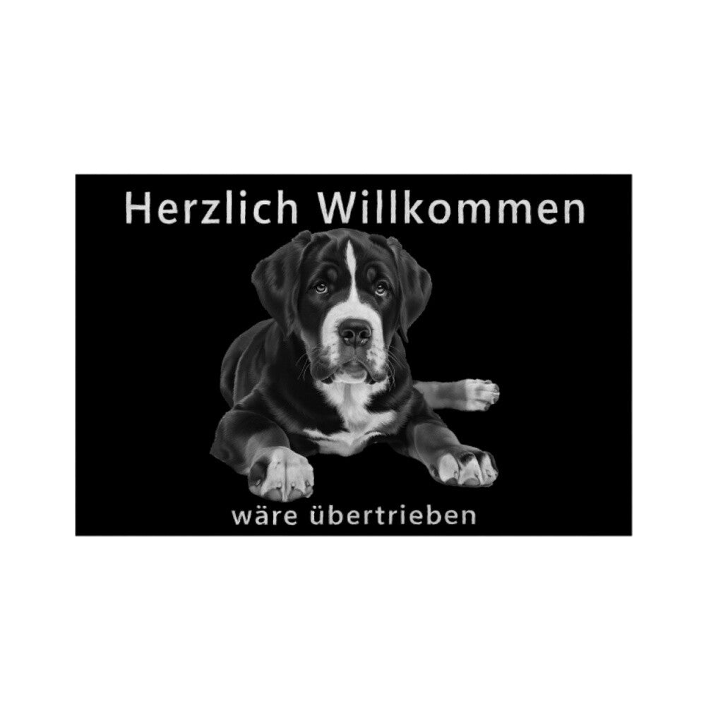 Fußmatte "Großer Schweizer - Übertrieben" Weiß – hunde-shirt.de