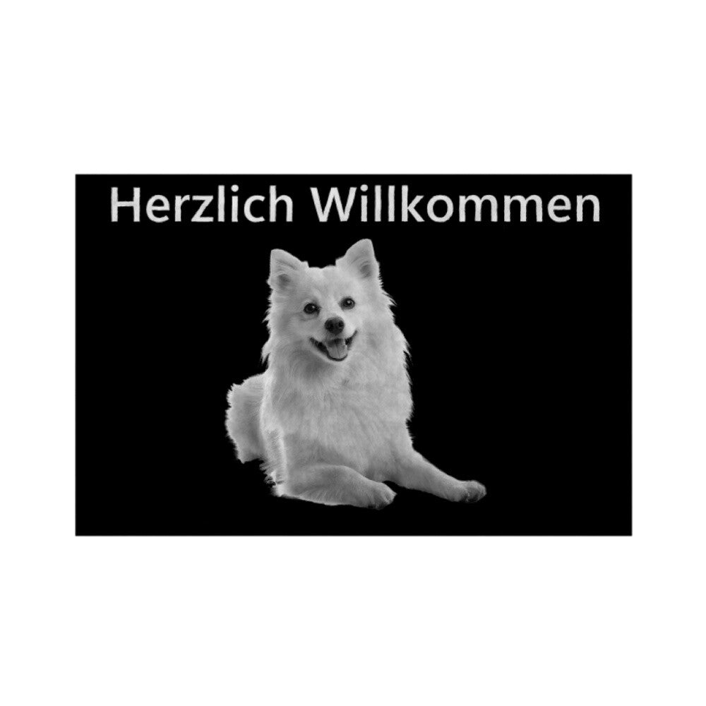 Fußmatte "Großspitz - Herzlich Willkommen" Weiß – hunde-shirt.de