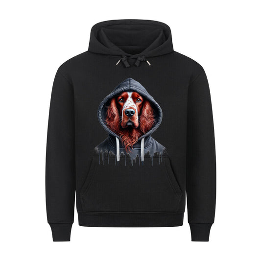 Premium Hoodie "Irish Red & White - Hooded" Schwarz – hunde-shirt.de