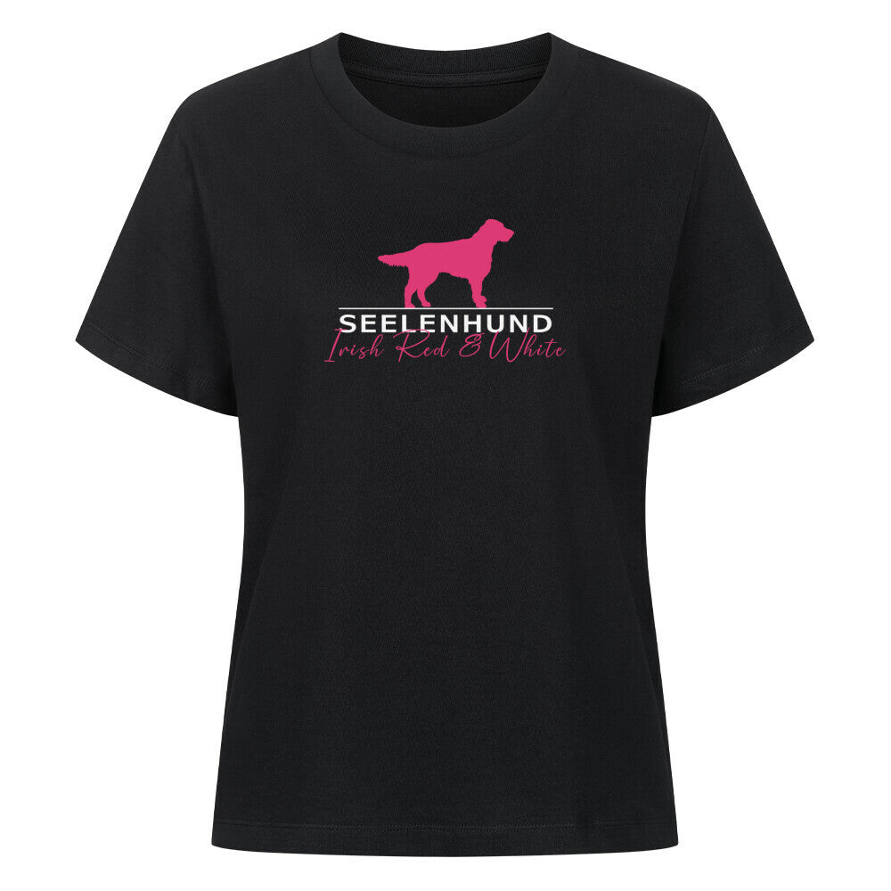 Premium Damen-Shirt "Irish Red & White - Seelenhund" Schwarz – hunde-shirt.de