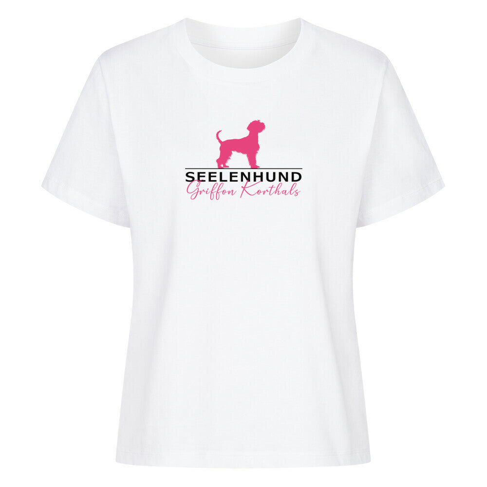 Premium Damen-Shirt "Griffon Korthals - Seelenhund" Weiß – hunde-shirt.de