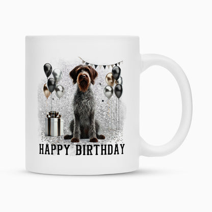 Tasse "Griffon Korthals - Happy Birthday" Weiß – hunde-shirt.de