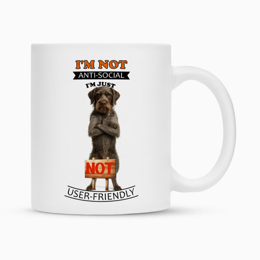 Tasse "Griffon Korthals - Anti-Social" Weiß – hunde-shirt.de
