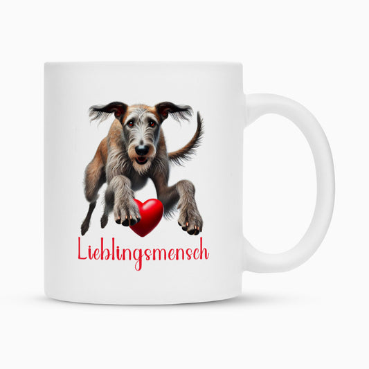 Tasse "Irischer Wolfshund - Lieblingsmensch" Weiß – hunde-shirt.de