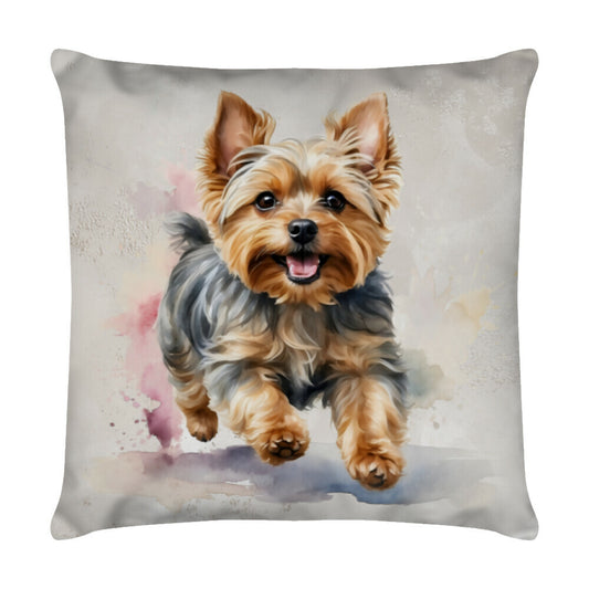 Kissen "Yorkshire Terrier - Run" Weiß – hunde-shirt.de