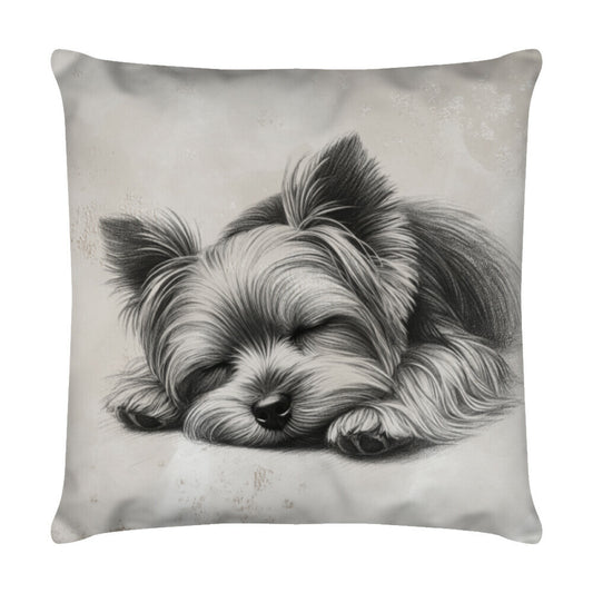 Kissen "Yorkshire Terrier - Pause" Weiß – hunde-shirt.de