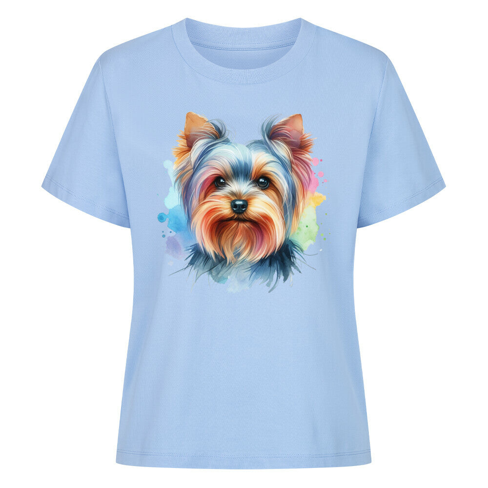 Premium Damen-Shirt "Yorkshire Terrier - Color" Sky Blue – hunde-shirt.de