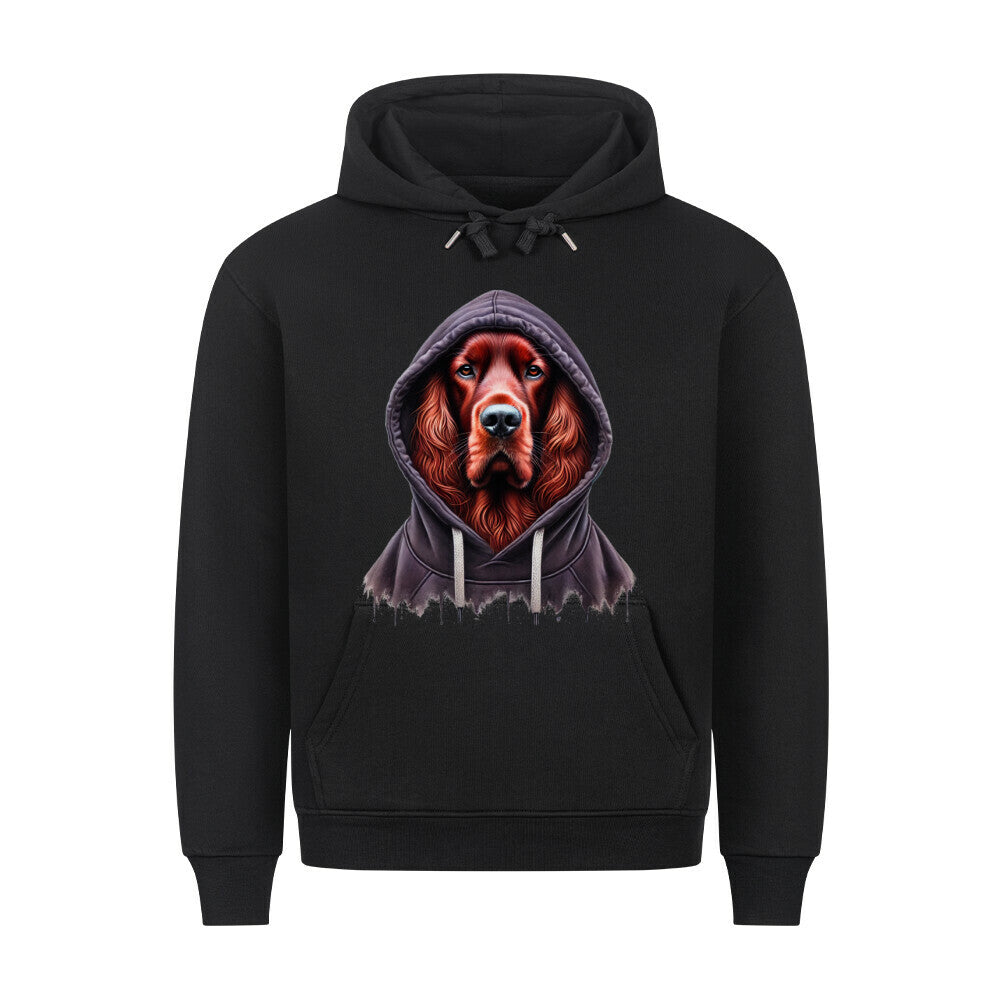 Premium Hoodie "Irish Setter - Hooded" Schwarz – hunde-shirt.de