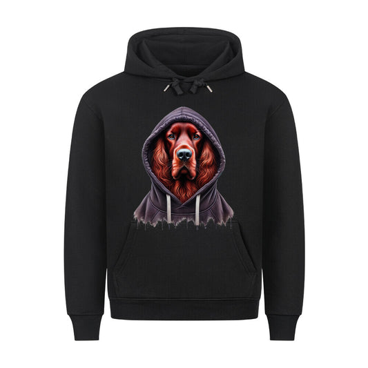 Premium Hoodie "Irish Setter - Hooded" Schwarz – hunde-shirt.de