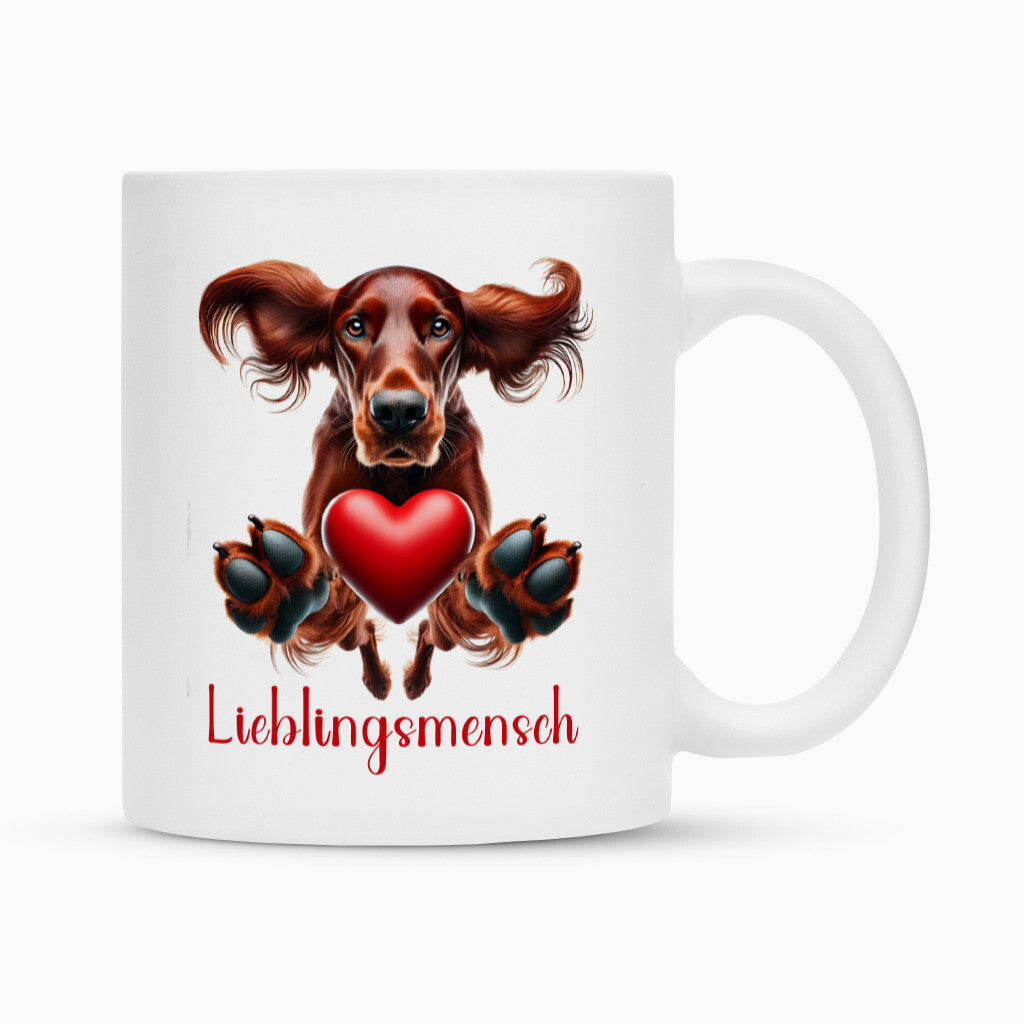 Tasse "Irish Setter - Lieblingsmensch" Weiß – hunde-shirt.de
