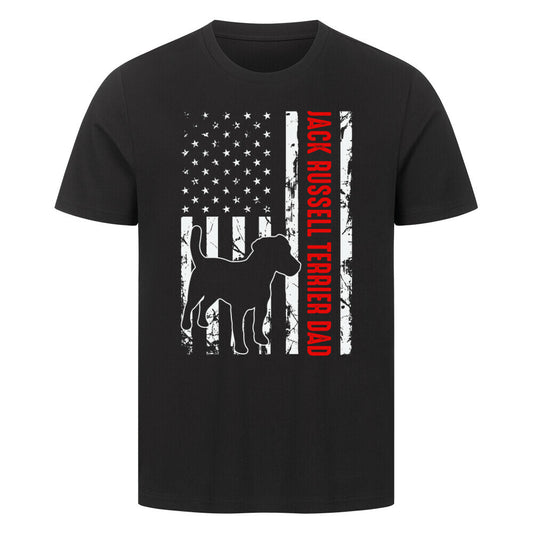 Premium T-Shirt "Jack Russell - Flag DAD" Schwarz – hunde-shirt.de