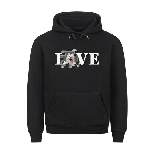 Premium Hoodie "Japan Spitz - LOVE" Schwarz – hunde-shirt.de