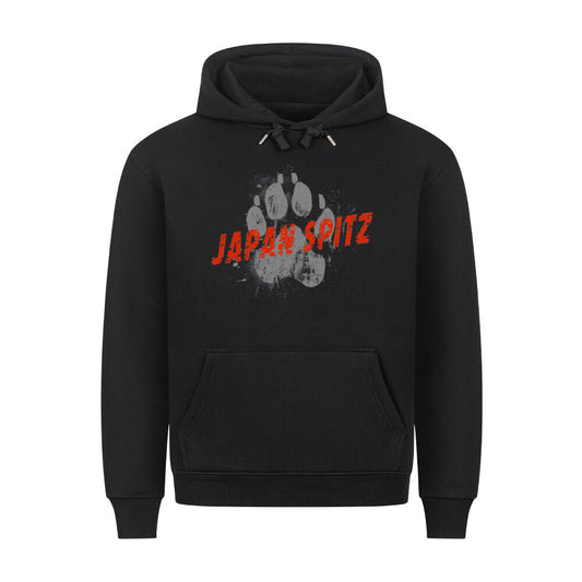 Premium Hoodie "Japan Spitz - PAW" Schwarz – hunde-shirt.de