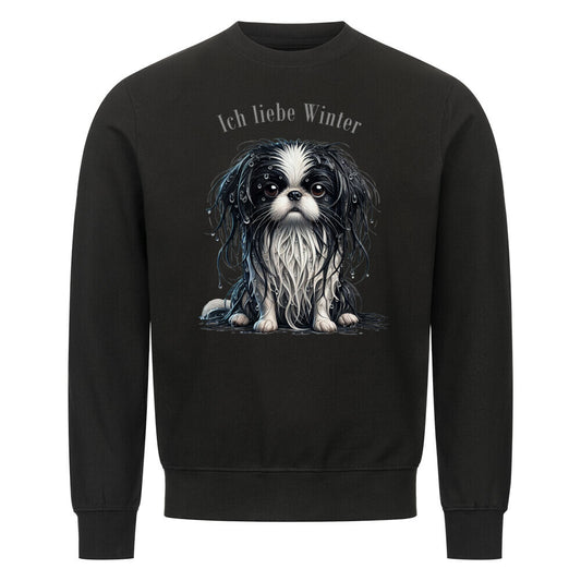 Premium Sweatshirt "Japan Chin - Winter" Schwarz – hunde-shirt.de