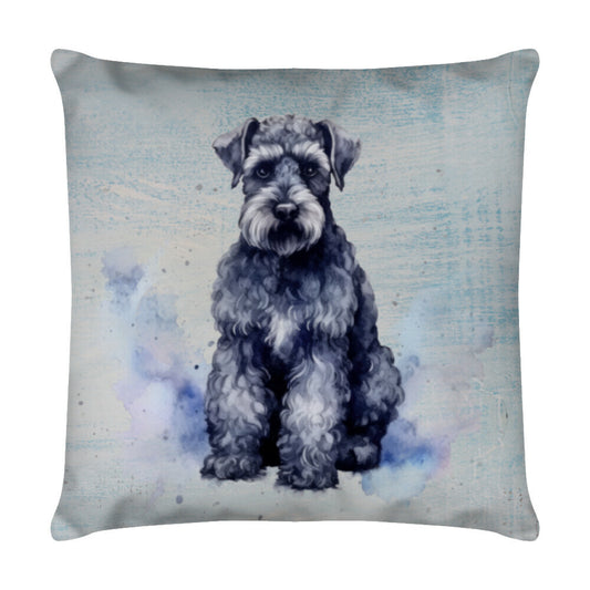 Kissen "Kerry Blue Terrier - Blue" Weiß – hunde-shirt.de