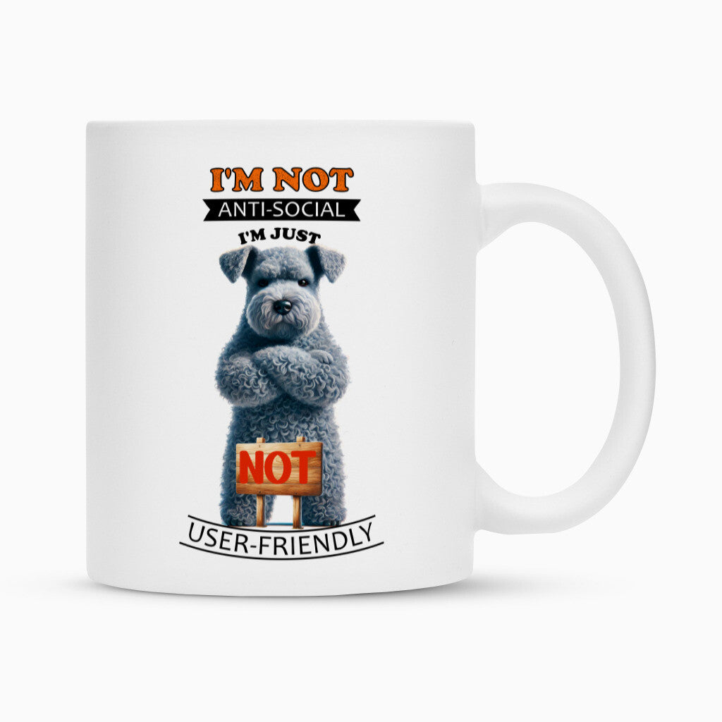 Tasse "Kerry Blue - Anti-Social" Weiß – hunde-shirt.de