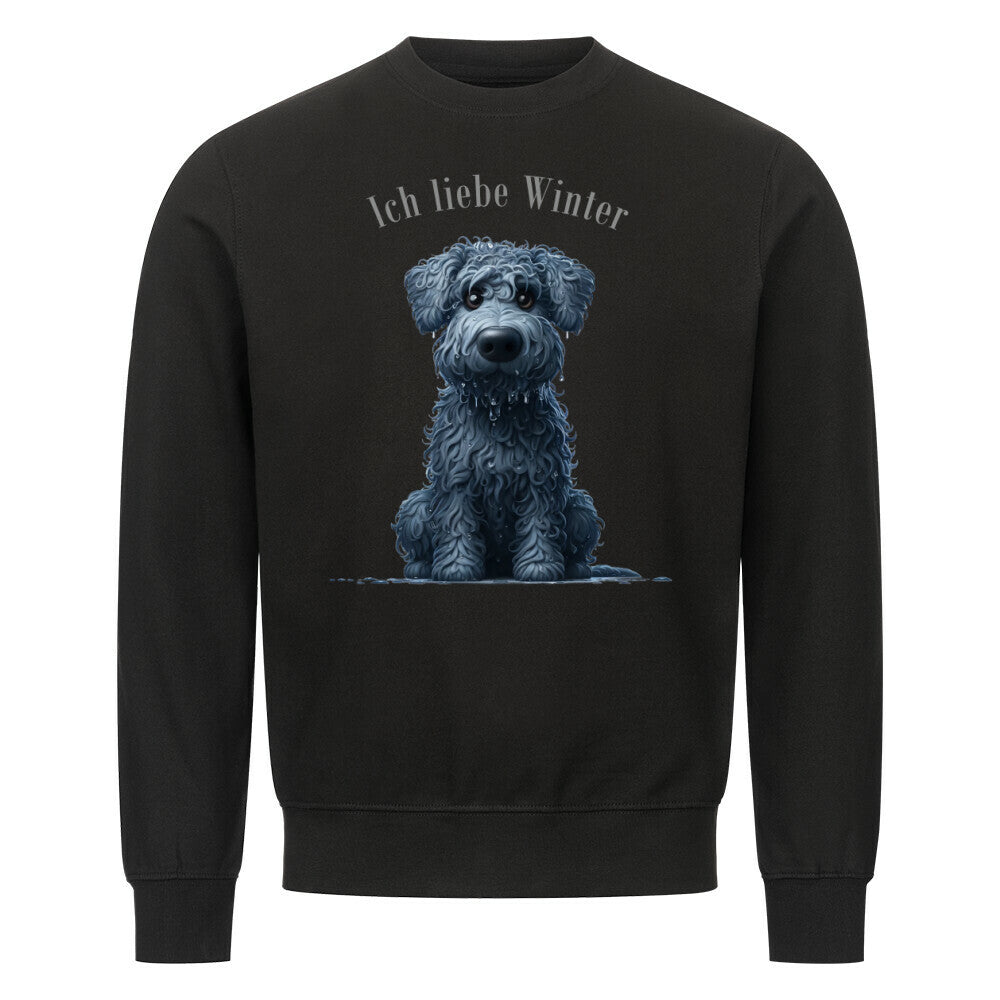 Premium Sweatshirt "Kerry Blue - Winter" Schwarz – hunde-shirt.de