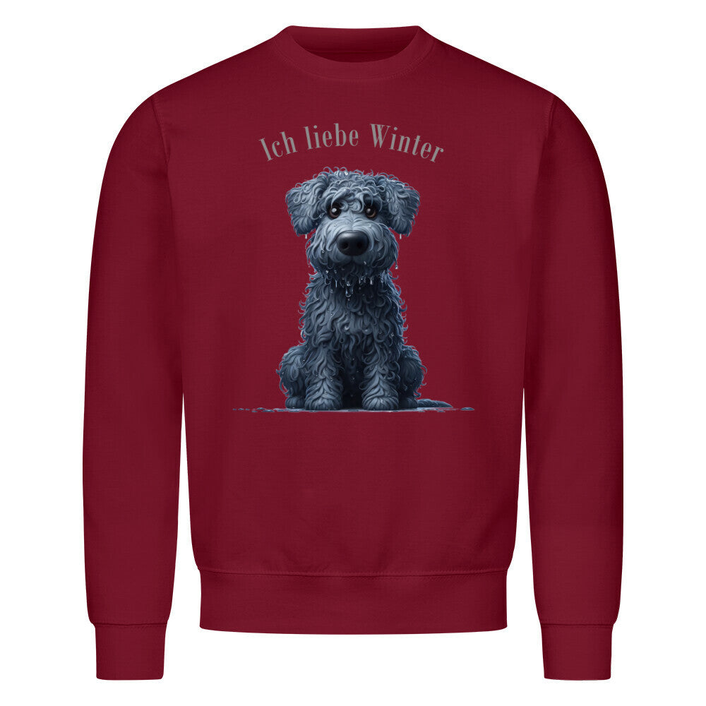 Premium Sweatshirt "Kerry Blue - Winter" Burgunder – hunde-shirt.de