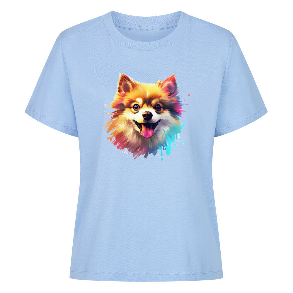 Premium Damen-Shirt "Kleinspitz - Splash" Sky Blue – hunde-shirt.de